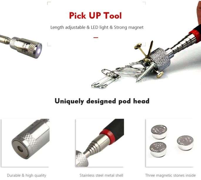 LED Extendable Magnetic Pick-up Tool with Flash Light