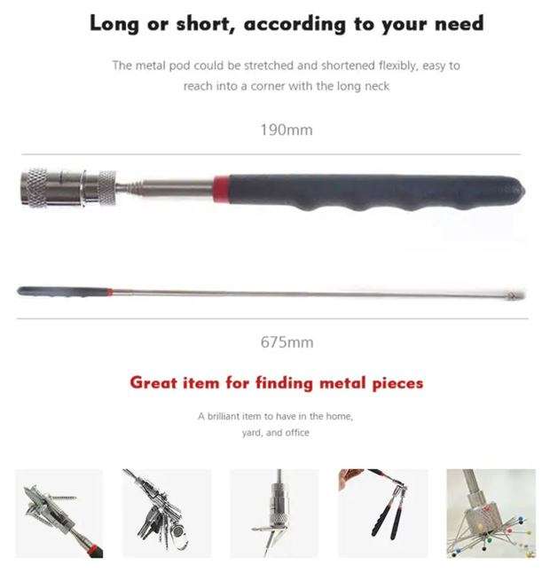 LED Extendable Magnetic Pick-up Tool with Flash Light