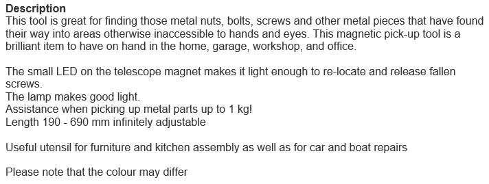 LED Extendable Magnetic Pick-up Tool with Flash Light