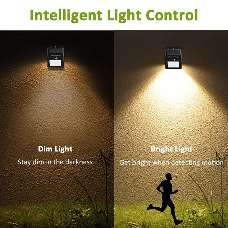 48 LED Solar Wall Light  Dimmer Mode Brighten with Motion OR Off and Brighten on with Motion