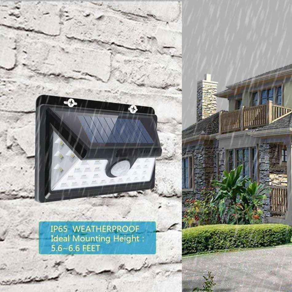 32 LED Solar Wall Light - Stay on Dim Light Mode & Brighten with Motion