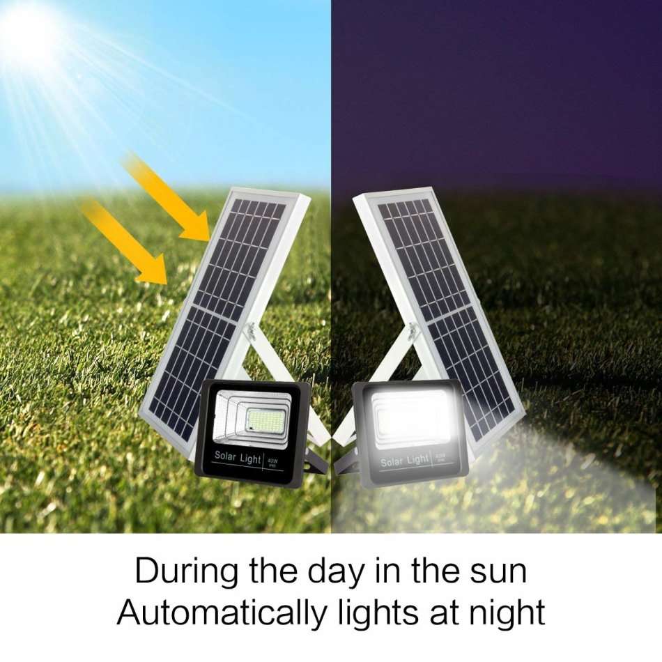 40W Super Bright LED Solar Flood Light With 5M Cable, Solar Panel & Remote Control