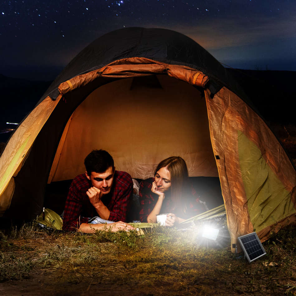 LED Solar Flood Light with 5 meter cable, Solar Panel, Bracket & Ground Stand, Day Night Sensor