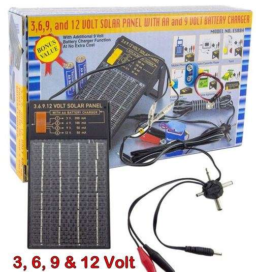4 IN 1 Super Charge Solar Panel - Adjustable to 3, 6, 9 and 12 volt