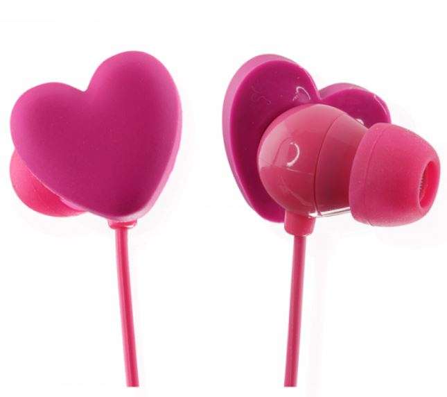 High Definition Sound Earphones in a Cool Pink Heart Shape
