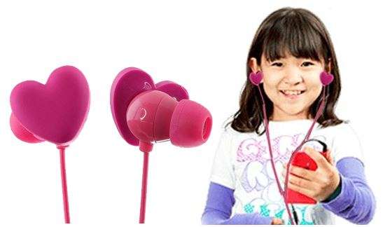 High Definition Sound Earphones in a Cool Pink Heart Shape