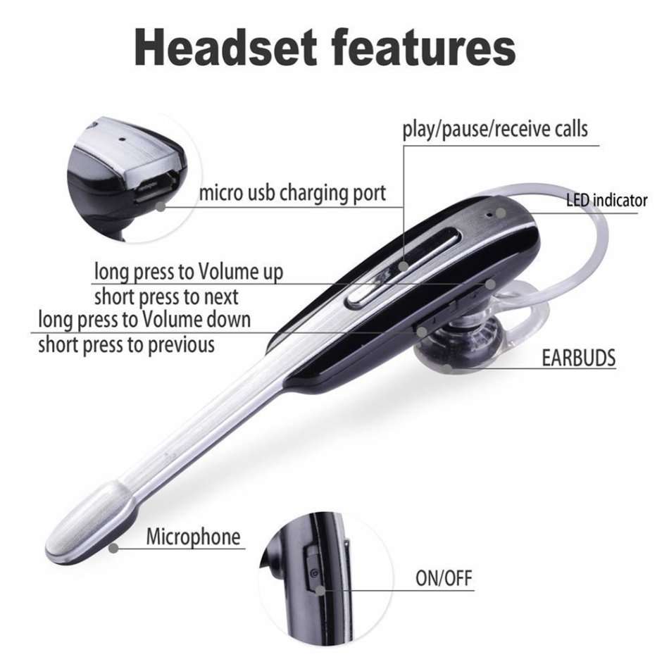 Bluetooth Wireless Stereo Headset with Mic, Hands-free Calls
