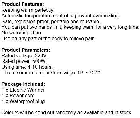 Electric Warming Bag - No Water, Safe, Soft, Portable, Reusable & Use to Relieve Pain