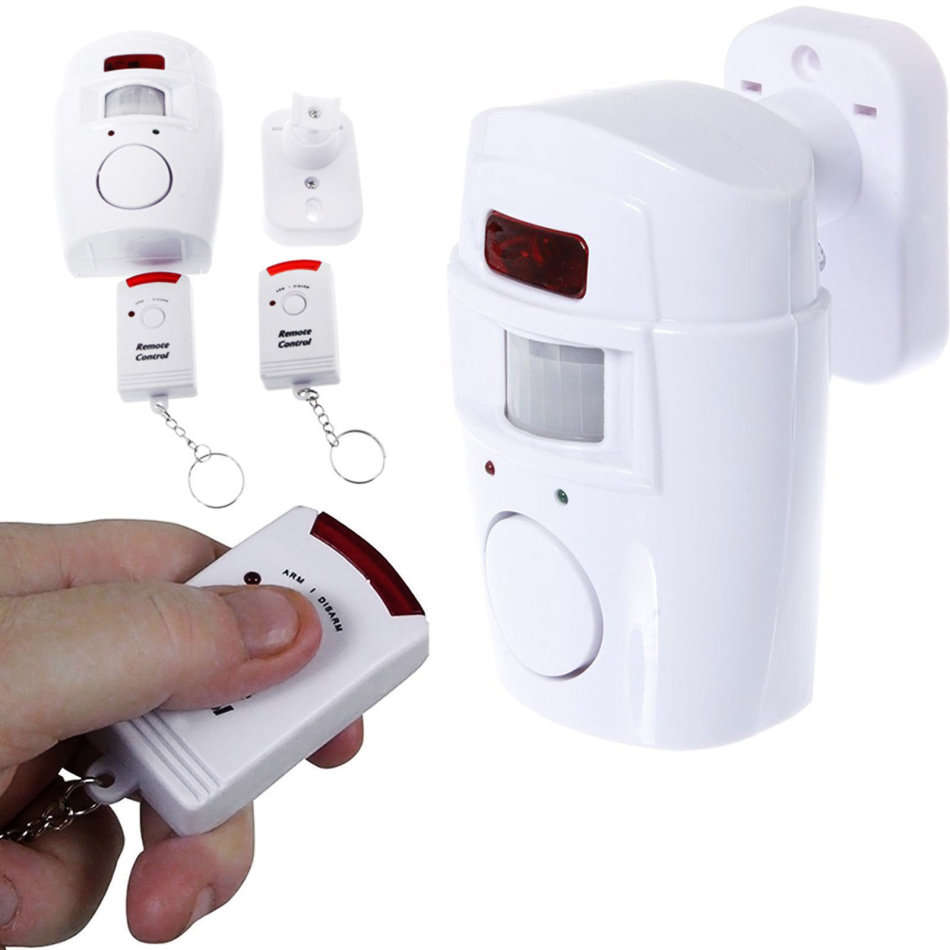 Wireless PIR Motion Sensor Alarm with 2 Remotes & Mount Bracket
