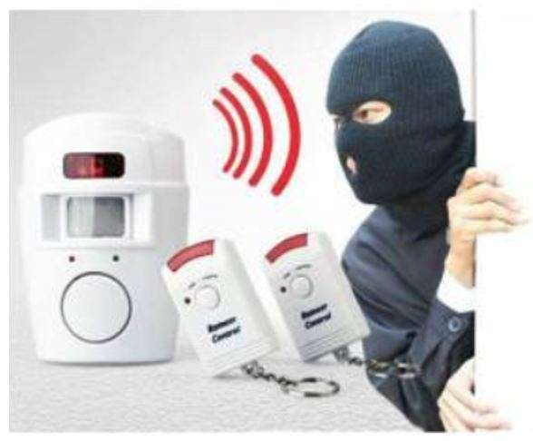 Wireless PIR Motion Sensor Alarm with 2 Remotes & Mount Bracket