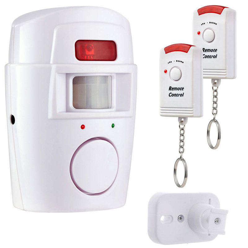 Wireless PIR Motion Sensor Alarm with 2 Remotes & Mount Bracket