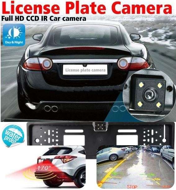 License Plate Holder with HD IR Camera - Easy to install without drilling holes, Night Vision etc.
