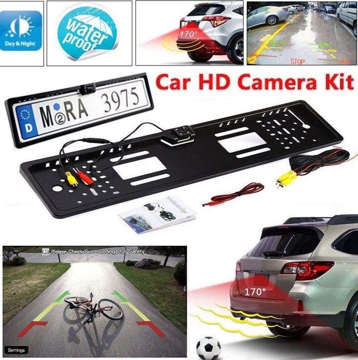 License Plate Holder with HD IR Camera - Easy to install without drilling holes, Night Vision etc.