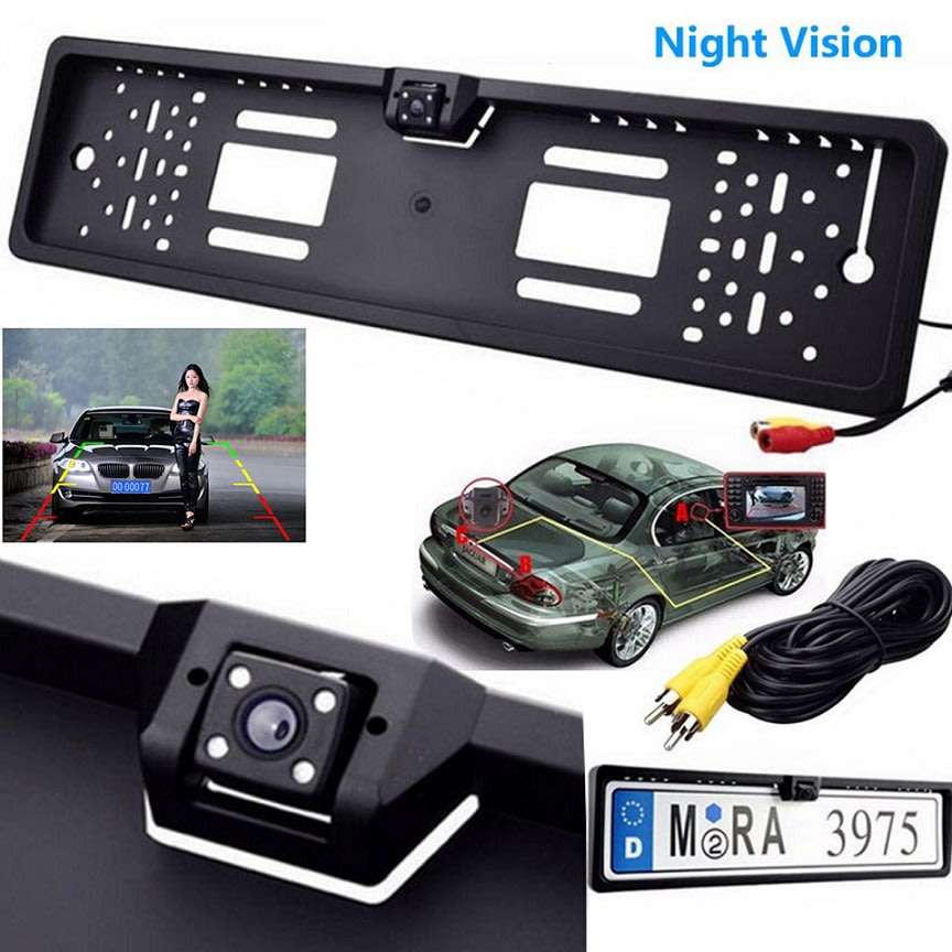 License Plate Holder with HD IR Camera - Easy to install without drilling holes, Night Vision etc.
