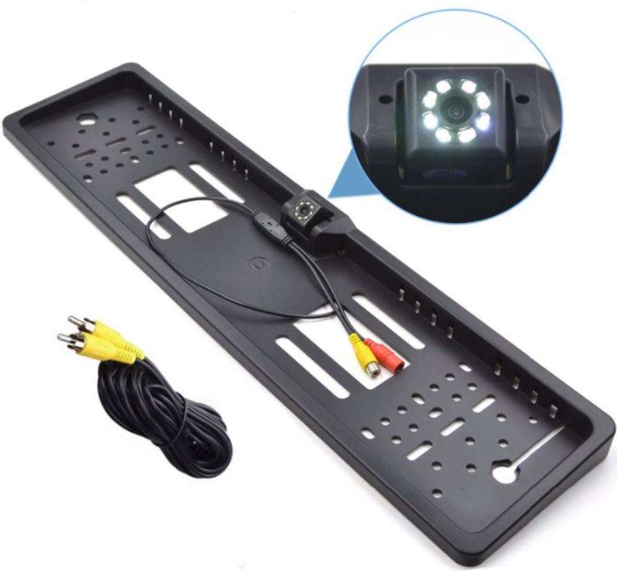 License Plate Holder with HD IR Camera - Easy to install without drilling holes, Night Vision etc.