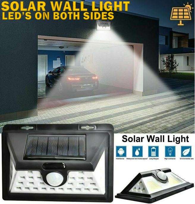 32 LED Solar Wall Light - Stay on Dim Light Mode & Brighten with Motion