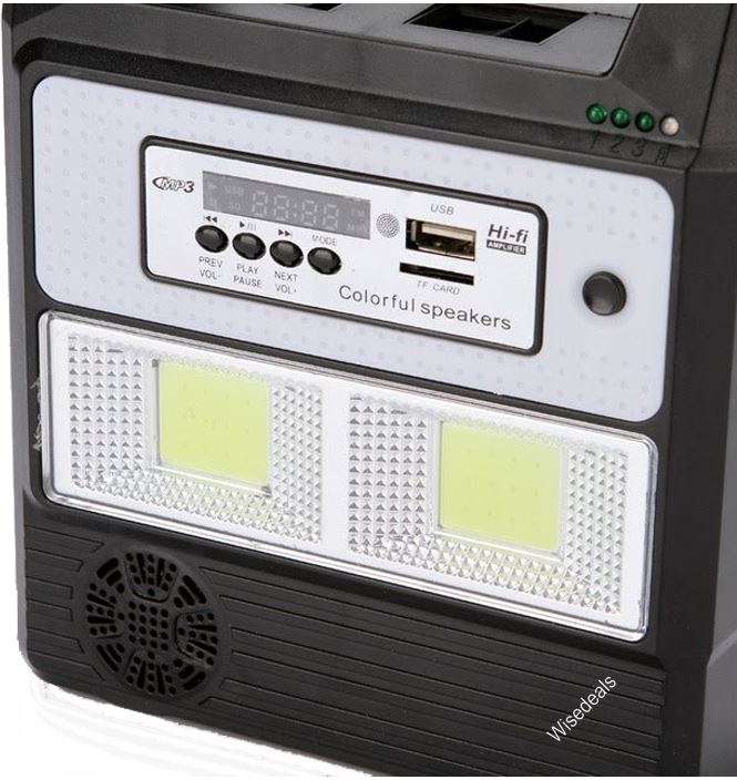 SOLAR FM Radio Light System - Control Radio Unit, 3 LED Lights, Solar Panel, Remote & 10 in 1 Cable