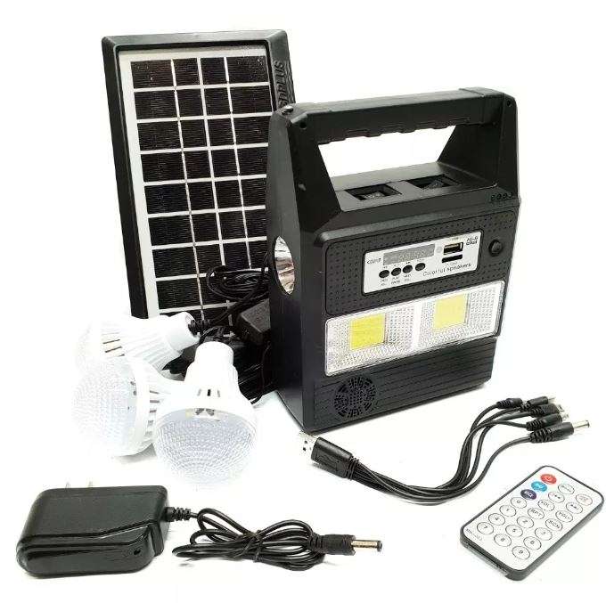 SOLAR FM Radio Light System - Control Radio Unit, 3 LED Lights, Solar Panel, Remote & 10 in 1 Cable