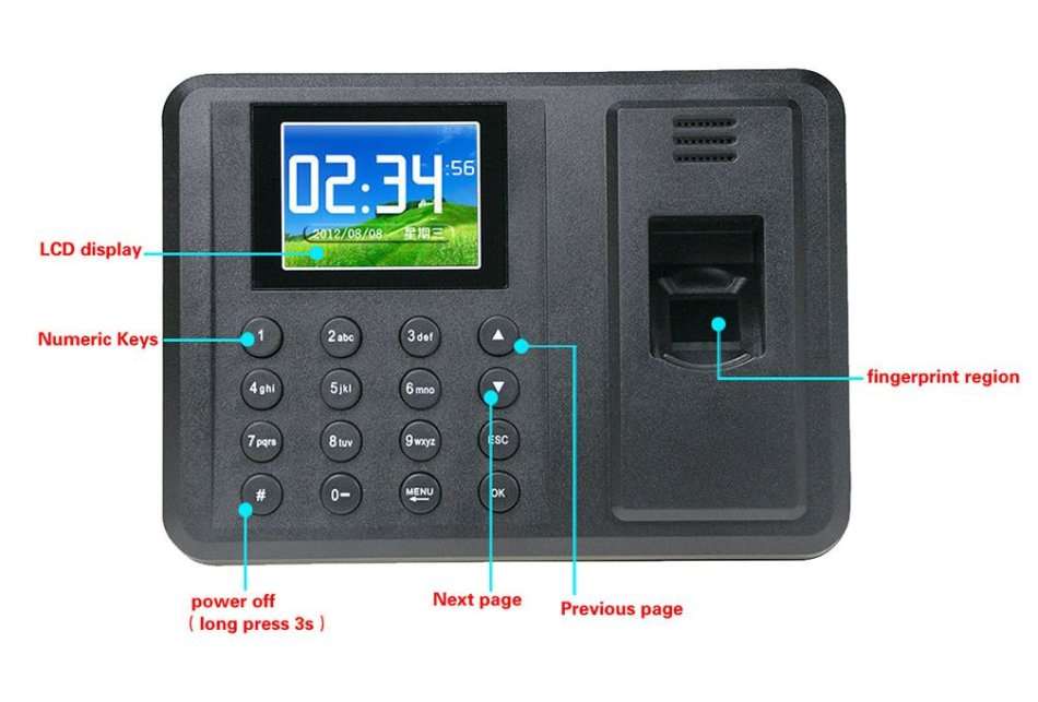 Biometric Fingerprint Time Attendance Clock System - Support Fingerprint or Password