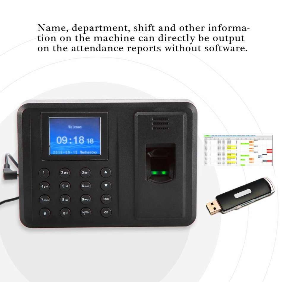 Biometric Fingerprint Time Attendance Clock System - Support Fingerprint or Password