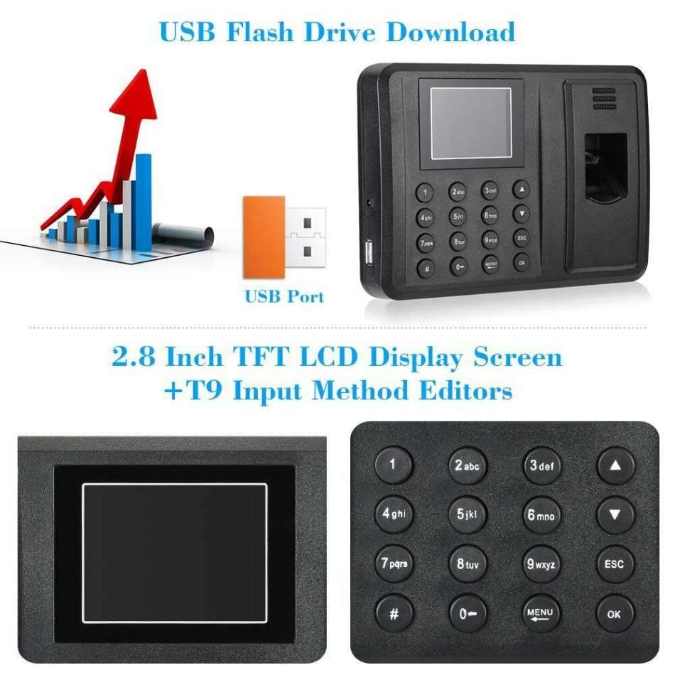 Biometric Fingerprint Time Attendance Clock System - Support Fingerprint or Password