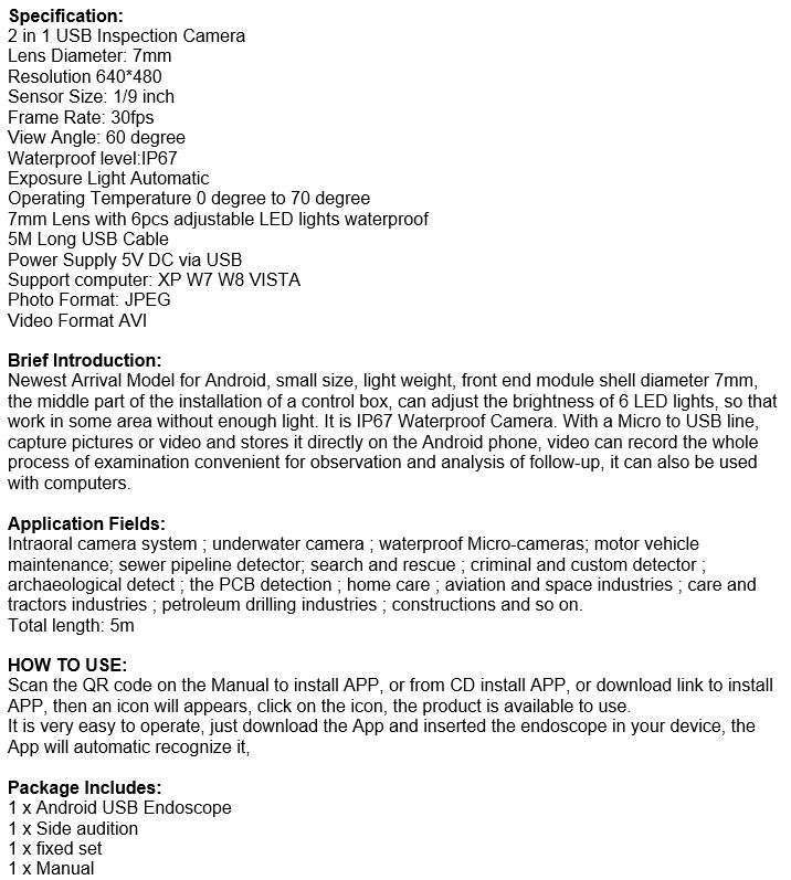 2-in-1 Waterproof Android USB Inspection HD Camera & Camcorder