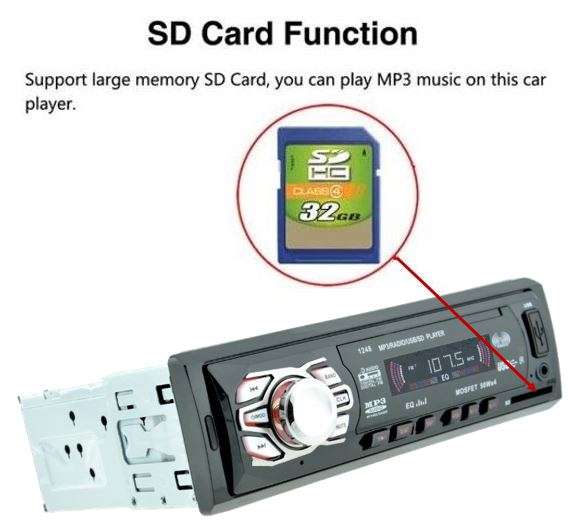 LED Car Radio & Remote - MP 3, FM Stereo, Supports USB, SD Card, AUX, 5V Charging, etc.