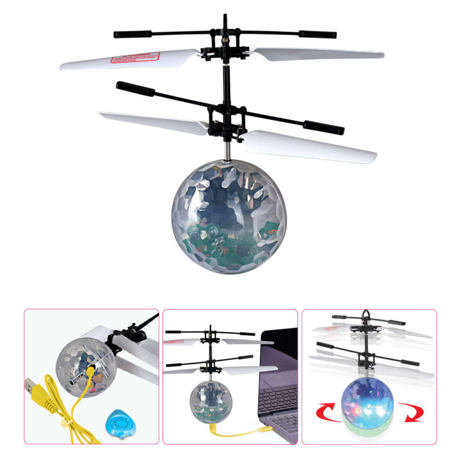 LED Disco Ball Smart Sensor Flying Helicopter - Ascend, Descend & Altitude Sensing