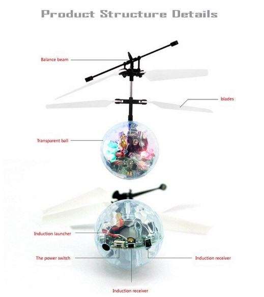 LED Disco Ball Smart Sensor Flying Helicopter - Ascend, Descend & Altitude Sensing