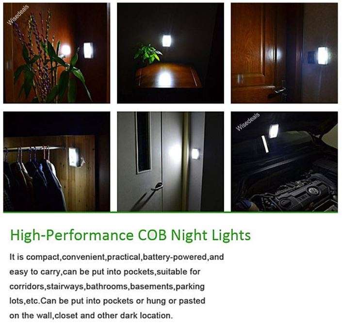 COB LED Magnetic Wall Switch Night Light - Compact, Convenient, Practical and Battery-powered