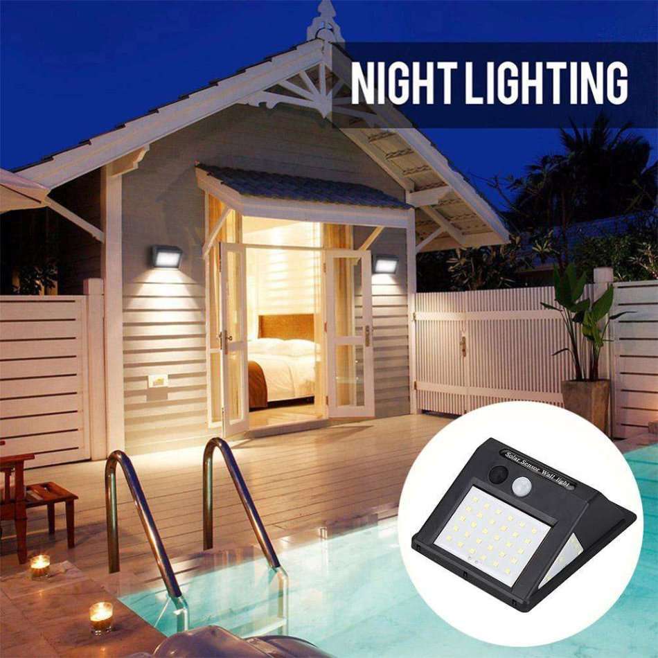 40 LED Solar Power Wall Light, PIR Motion Sensor, Waterproof, Night Sensor & Eco-friendly, 3 Modes
