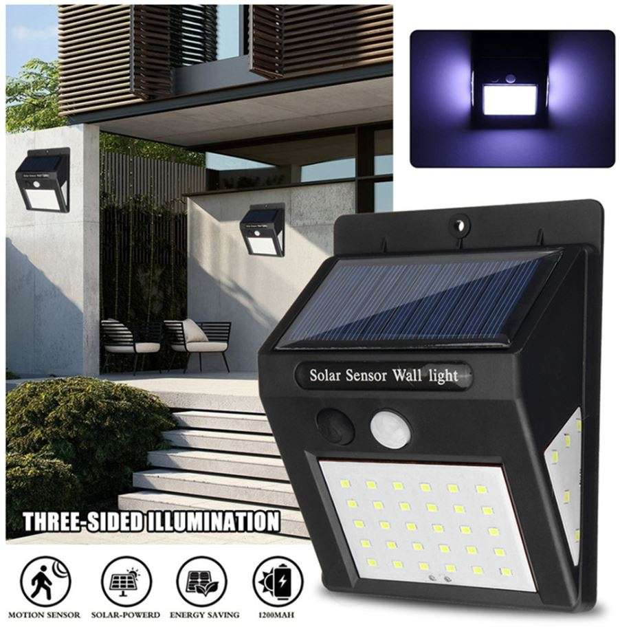40 LED Solar Power Wall Light, PIR Motion Sensor, Waterproof, Night Sensor & Eco-friendly, 3 Modes