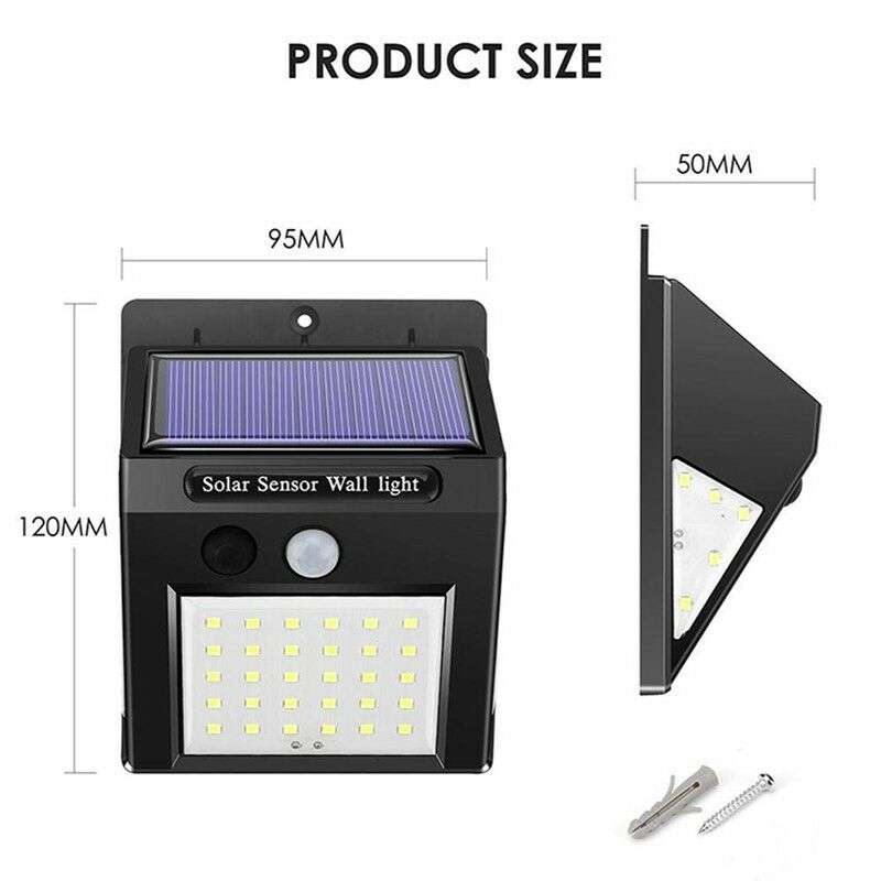 40 LED Solar Power Wall Light, PIR Motion Sensor, Waterproof, Night Sensor & Eco-friendly, 3 Modes