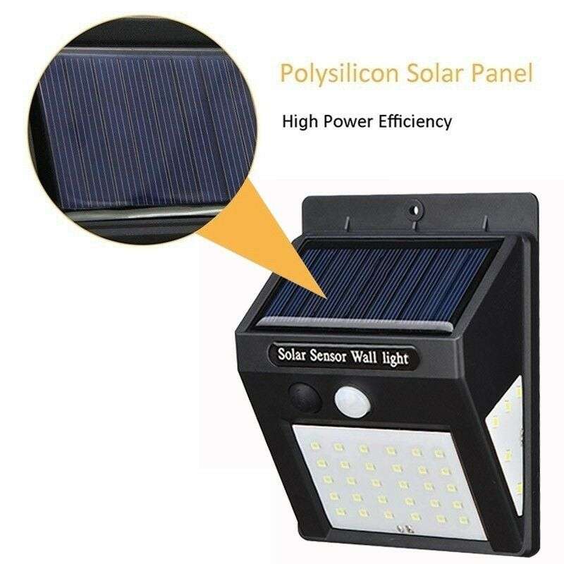 40 LED Solar Power Wall Light, PIR Motion Sensor, Waterproof, Night Sensor & Eco-friendly, 3 Modes