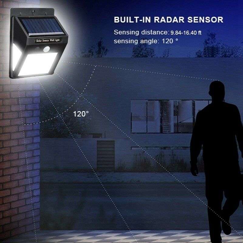 40 LED Solar Power Wall Light, PIR Motion Sensor, Waterproof, Night Sensor & Eco-friendly, 3 Modes