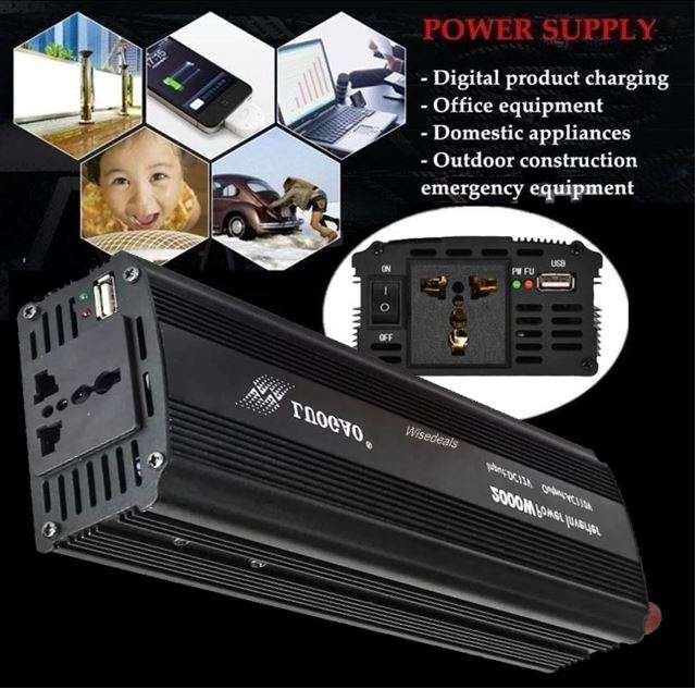 2000W Solar Power Inverter - Convert 12V DC to 220V AC (2000W Continious Power & 4000W Peak Power)