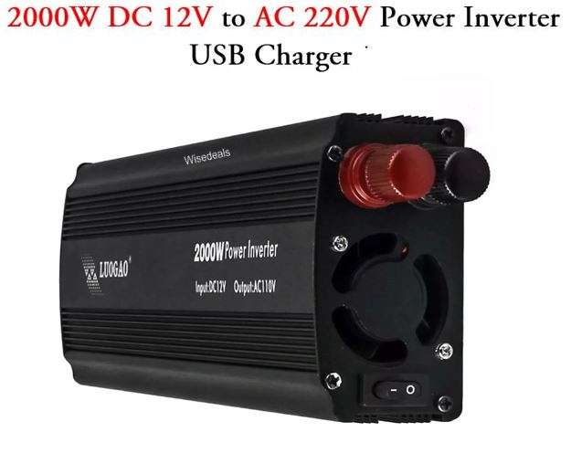 2000W Solar Power Inverter - Convert 12V DC to 220V AC (2000W Continious Power & 4000W Peak Power)