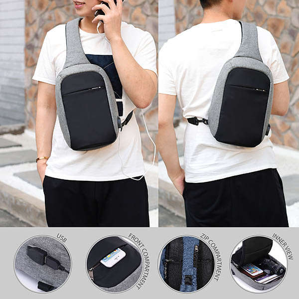 Anti-Theft Sling Backpack with USB Interface