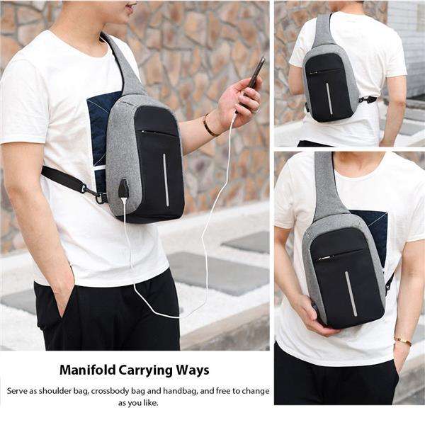 Anti-Theft Sling Backpack with USB Interface