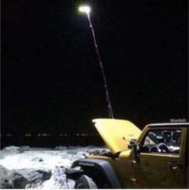 500 Watt, 5m, 12V Telescopic Fishing Rod LED Light with Remote & Accessories