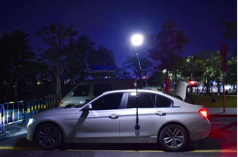 500 Watt, 5m, 12V Telescopic Fishing Rod LED Light with Remote & Accessories