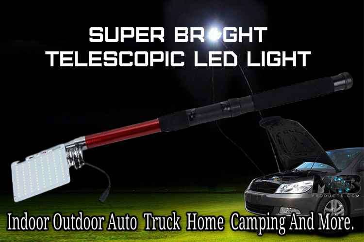 500 Watt, 5m, 12V Telescopic Fishing Rod LED Light with Remote & Accessories