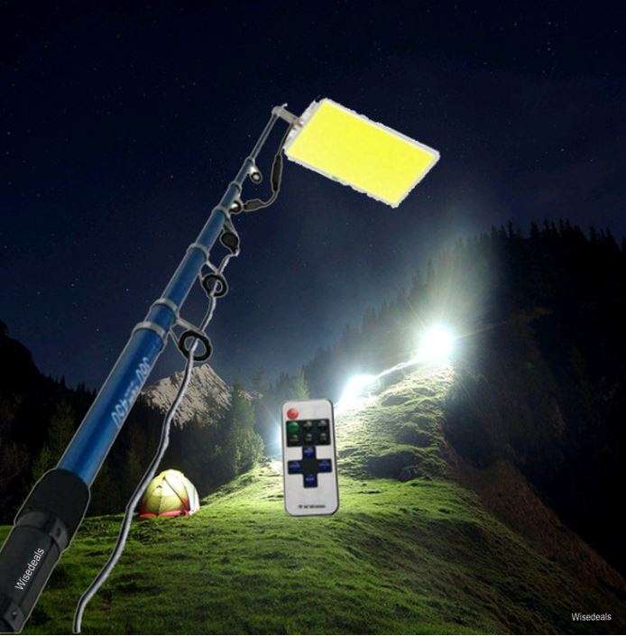 500 Watt, 5m, 12V Telescopic Fishing Rod LED Light with Remote & Accessories