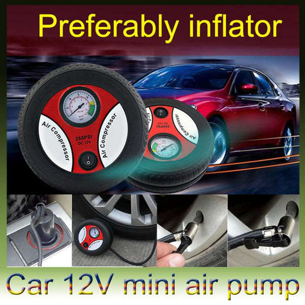 Portable 12V DC Air Compressor Ideal for inflating car tires, balls, rubber floater, hovercraft etc