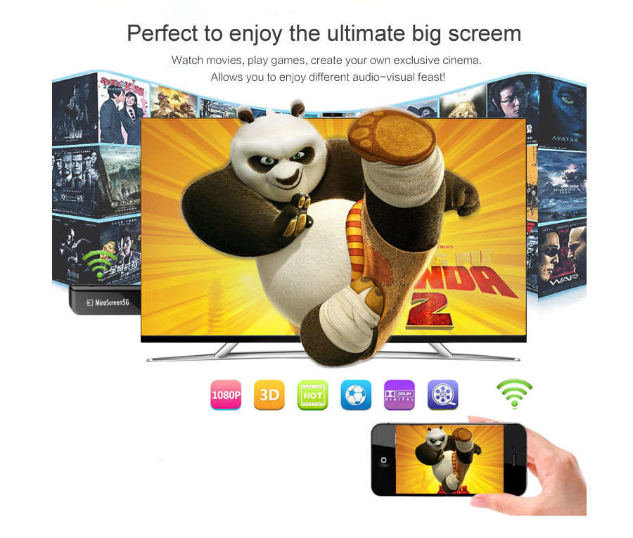 Full HD Mirascreen WIFI Display Dongle - Cast from Phone to Big Screen