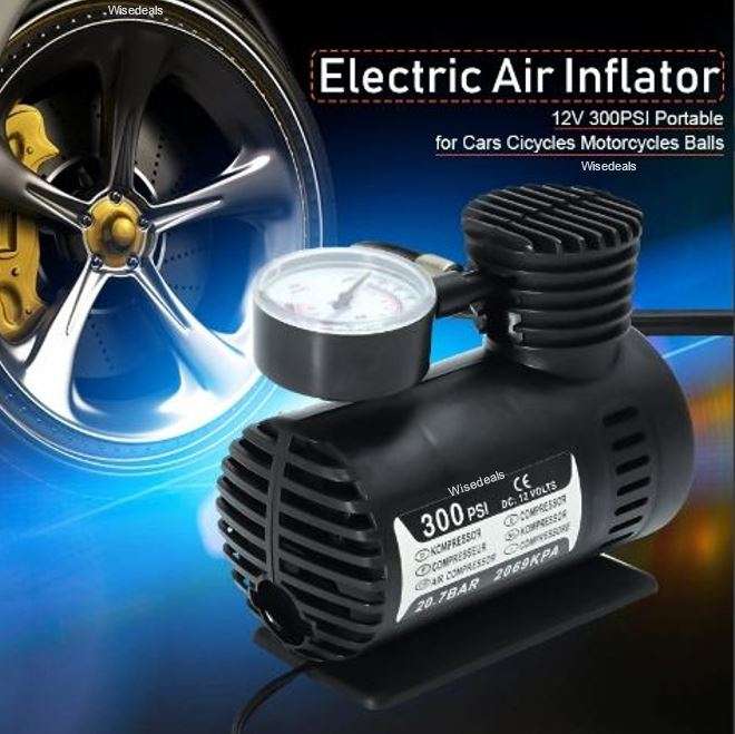 12V DC 300PSI Electric Air Compressor with Pressure Gauge