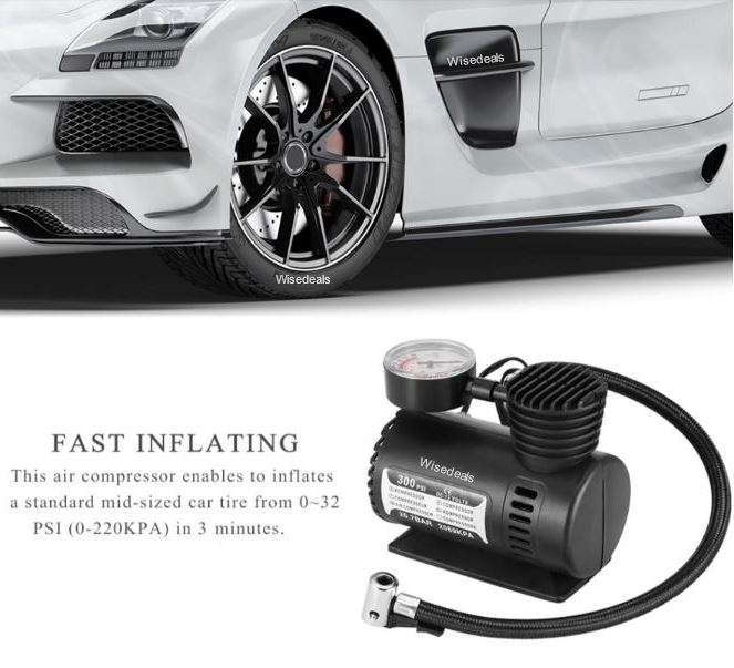 12V DC 300PSI Electric Air Compressor with Pressure Gauge