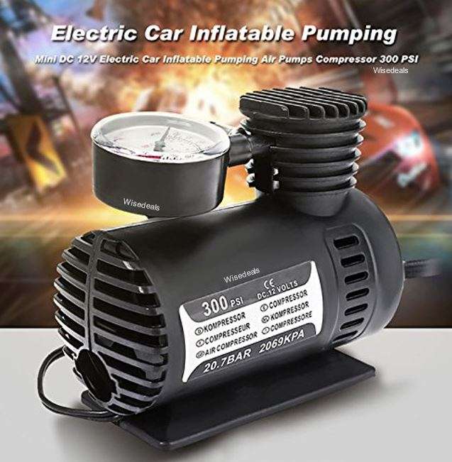 12V DC 300PSI Electric Air Compressor with Pressure Gauge