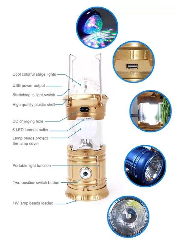 Multi-function Super Bright Rechargeable LED Camping Light with 3 Lightening Modes