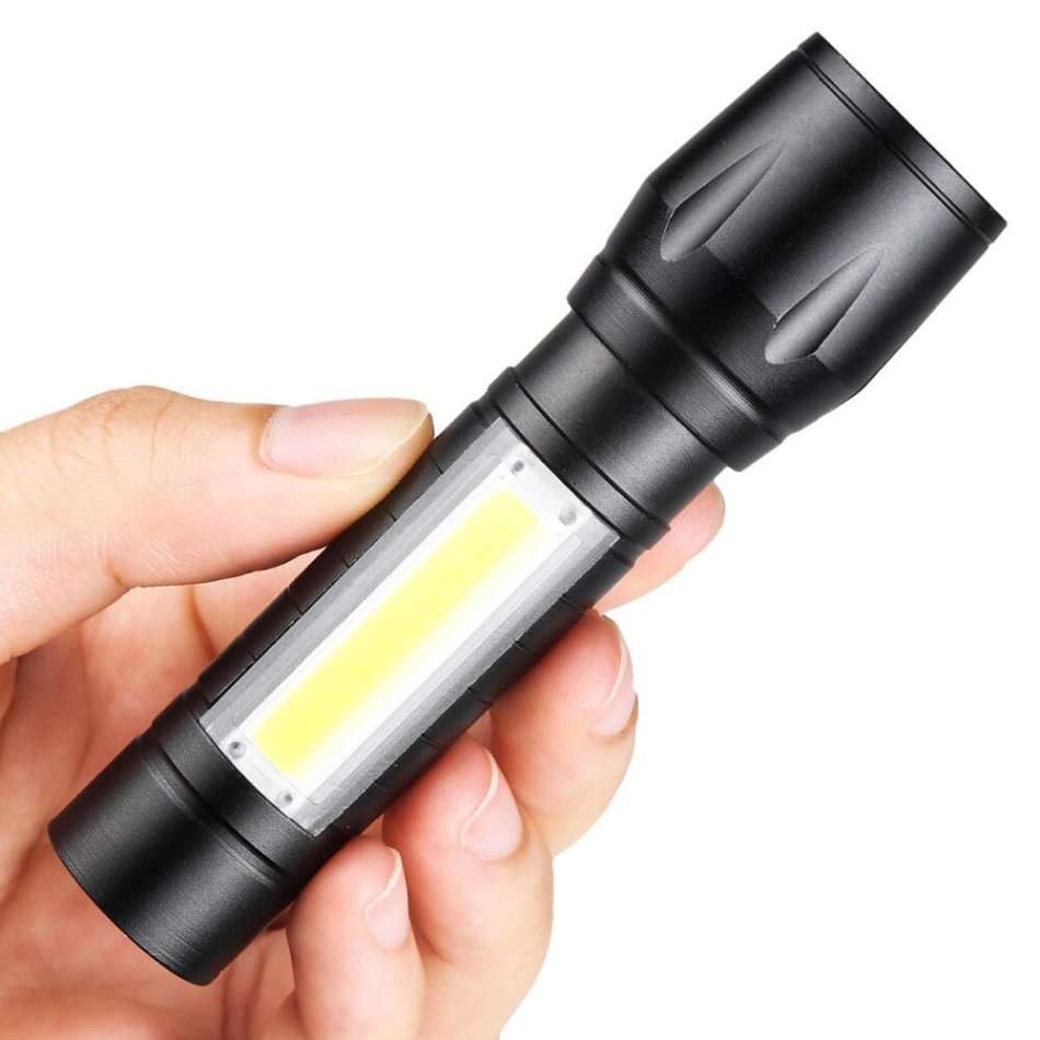 USB Charging Mini LED Flashlight with Build in Battery Box Set
